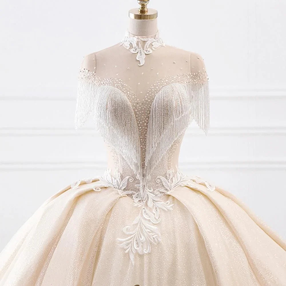 New Luxury High Neck Ball Gown Wedding Dress