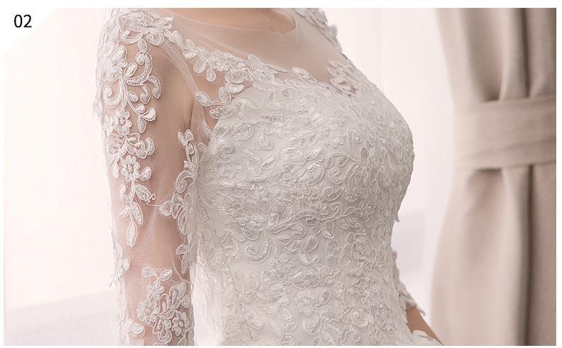 Sexy O Neck Half Sleeve Fashion Slim Lace Embroidery Wedding Gown