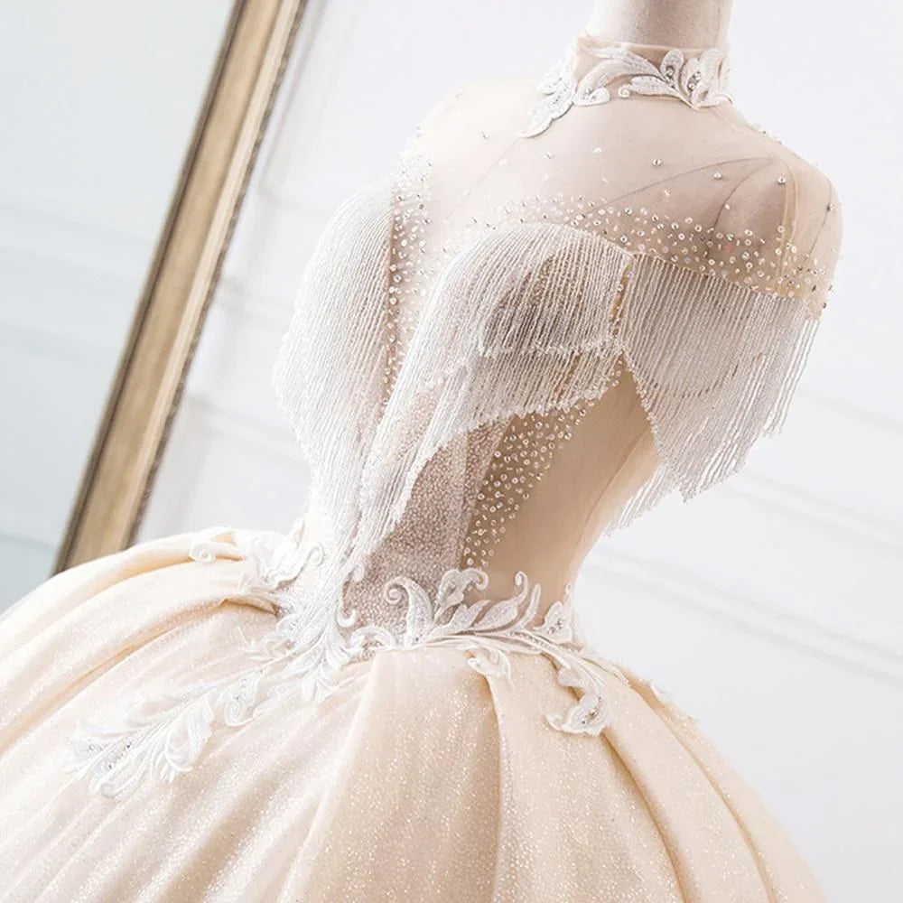 New Luxury High Neck Ball Gown Wedding Dress