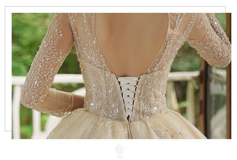 A-Line Luxury Appliques Beaded Wedding Gown