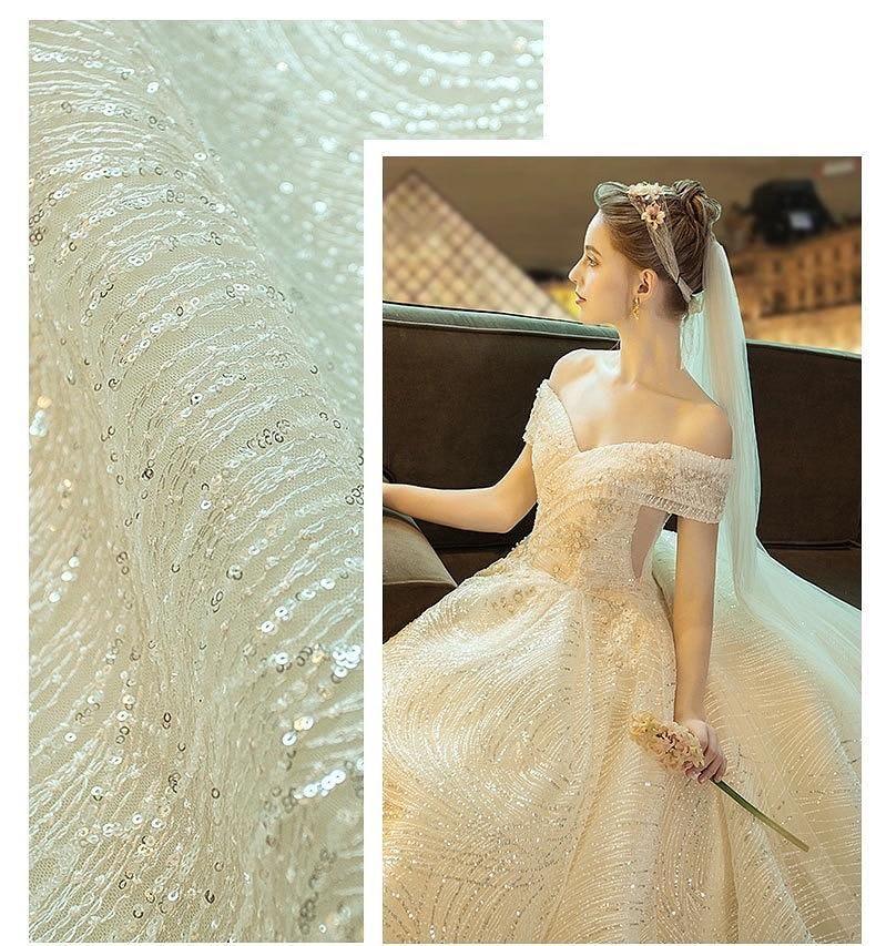 Gorgeous Shiny Wedding Dress Sequins Off the Shoulder Gown