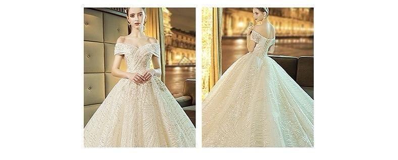 Gorgeous Shiny Wedding Dress Sequins Off the Shoulder Gown