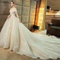 Gorgeous Shiny Wedding Dress Sequins Off the Shoulder Gown