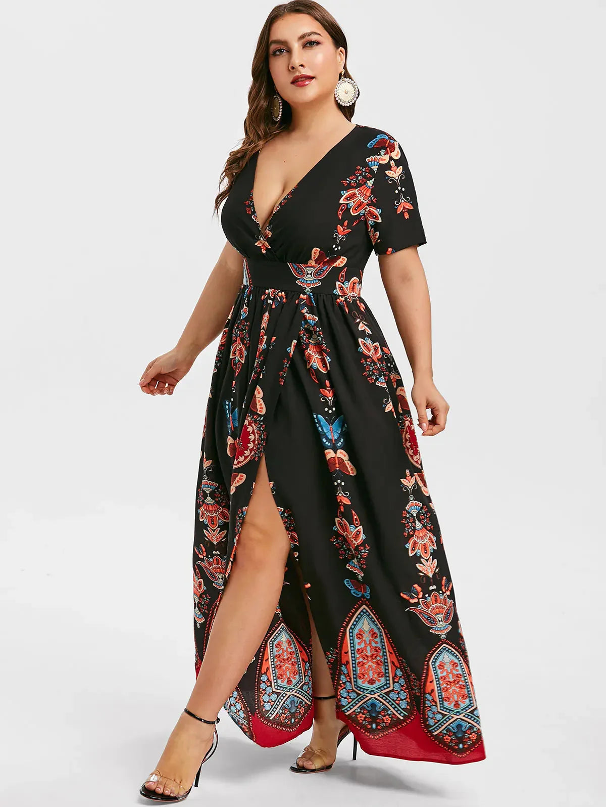 Plus Size V-Neck Dress, Elegant and Stylish Design