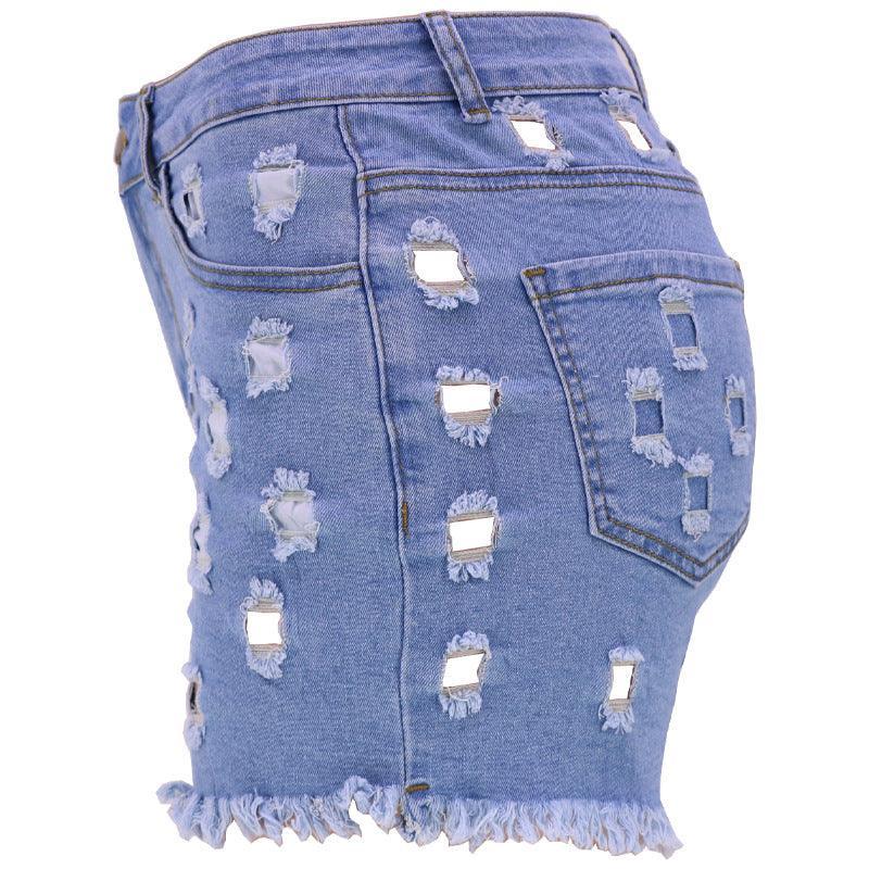 Rachel Solid Color Ripped High Waist Stretch Cotton Jeans - Vestir en Moda