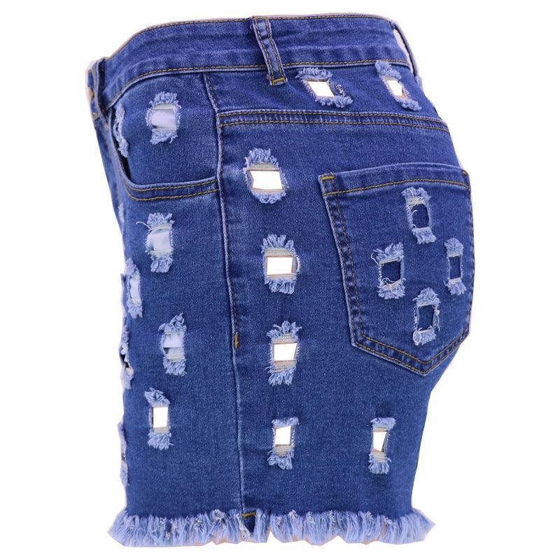 Rachel Solid Color Ripped High Waist Stretch Cotton Jeans - Vestir en Moda