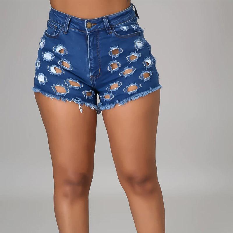 Rachel Solid Color Ripped High Waist Stretch Cotton Jeans - Vestir en Moda