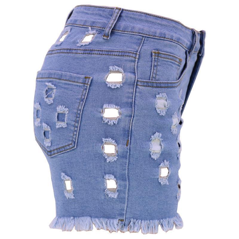 Rachel Solid Color Ripped High Waist Stretch Cotton Jeans - Vestir en Moda