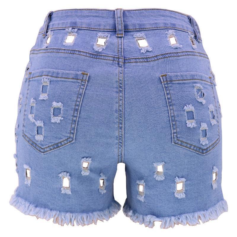 Rachel Solid Color Ripped High Waist Stretch Cotton Jeans - Vestir en Moda