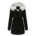 Rachel Velvet Cotton Hooded Detachable Fur Collar Long Sleeve Coat - Vestir en Moda