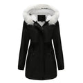Rachel Velvet Cotton Hooded Detachable Fur Collar Long Sleeve Coat - Vestir en Moda