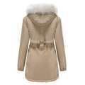 Rachel Velvet Cotton Hooded Detachable Fur Collar Long Sleeve Coat - Vestir en Moda