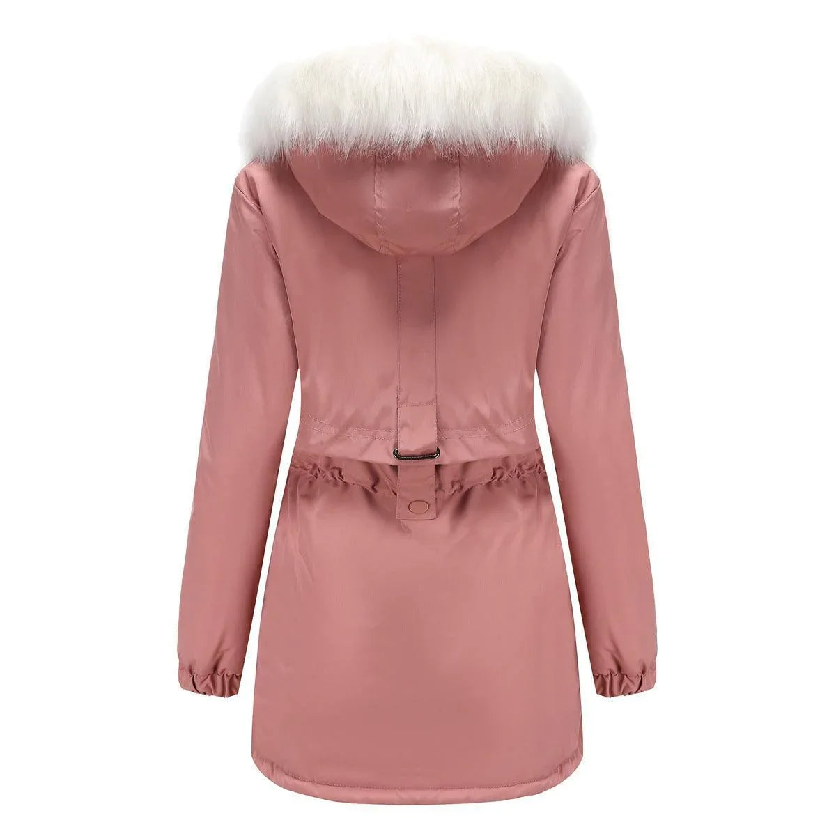 Rachel Velvet Cotton Hooded Detachable Fur Collar Long Sleeve Coat - Vestir en Moda