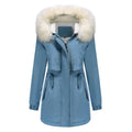 Rachel Velvet Cotton Hooded Detachable Fur Collar Long Sleeve Coat - Vestir en Moda
