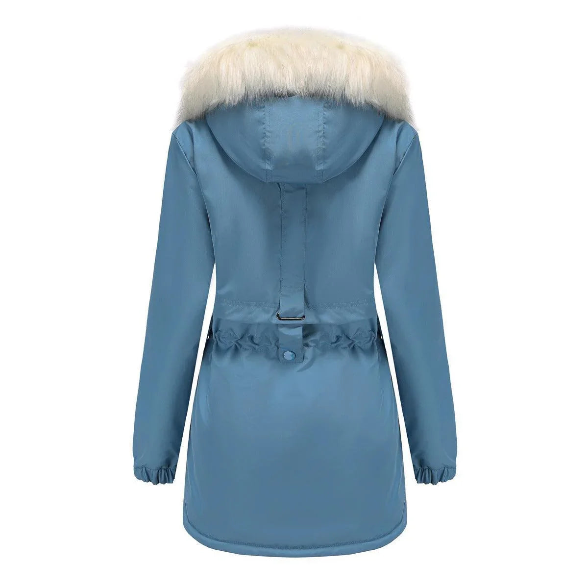 Rachel Velvet Cotton Hooded Detachable Fur Collar Long Sleeve Coat - Vestir en Moda