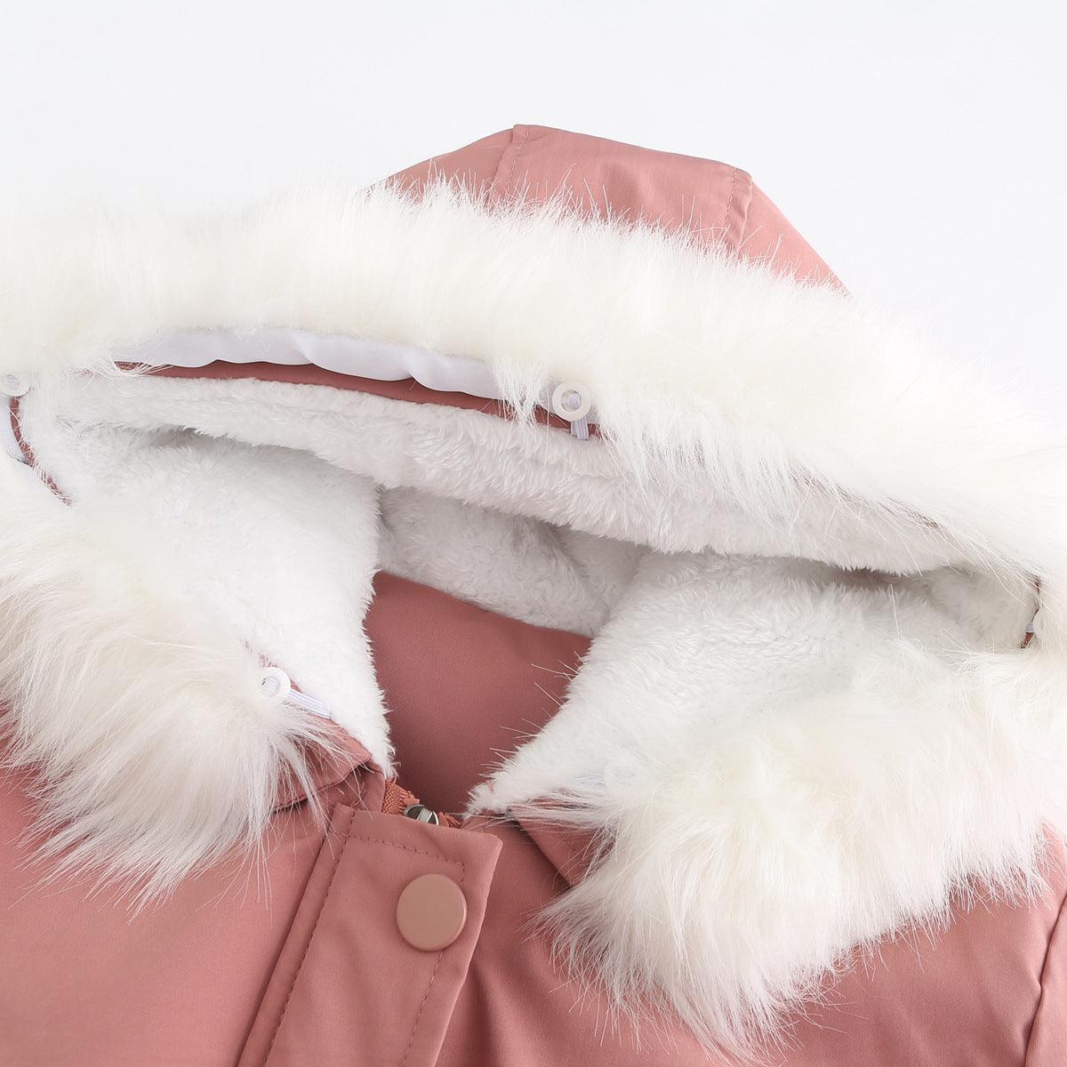Rachel Velvet Cotton Hooded Detachable Fur Collar Long Sleeve Coat - Vestir en Moda