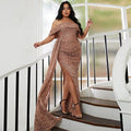 Ramona Long Wedding Party Cocktail Light Sequined Evening Dress - Vestir en Moda