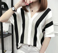 Ramselys Clothing V-neck Stripe Casual Shirt - Vestir en Moda