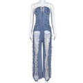Raquel Vintage Hole Tassel Denim Jumpsuits Women Sexy - Vestir en Moda