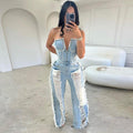 Raquel Vintage Hole Tassel Denim Jumpsuits Women Sexy - Vestir en Moda