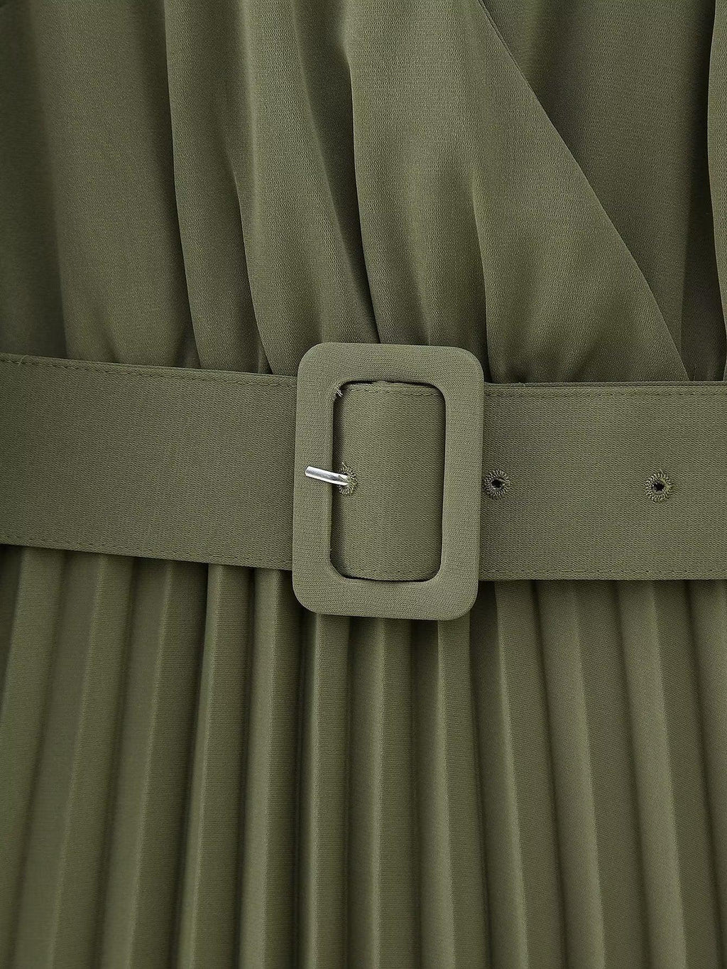 Raquel Women Winter V neck Belt Pleated Dresses - Vestir en Moda