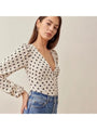 Raya V-neck Long Sleeve Dot Blouse - Vestir en Moda