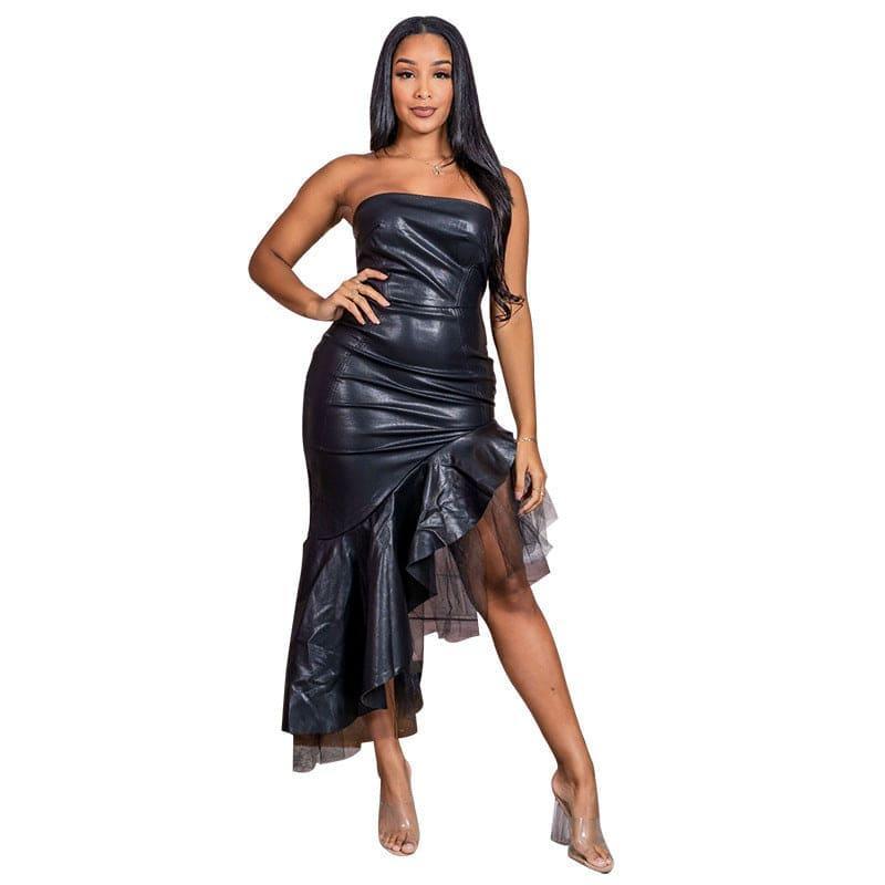 Rebeca Club Sexy Pleated Solid Color Dresses - Vestir en Moda
