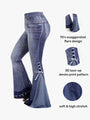 Remi Plus Size Jeans Lace Up Printed Flare Elastic High Waist Denim - Vestir en Moda