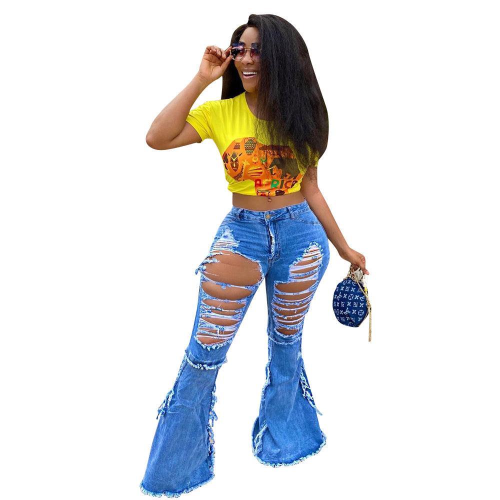 Remy Fashion Tassel Hem Retro Solid Denim Sexy Jeans - Vestir en Moda