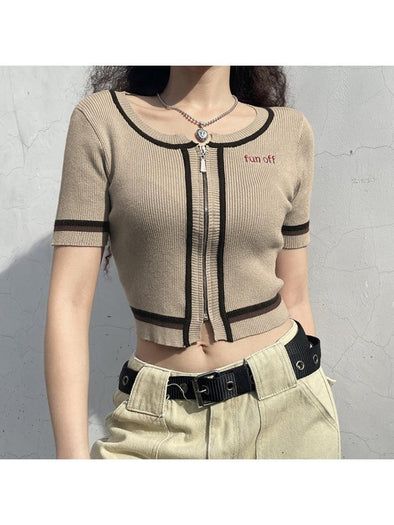Renata Short Sleeve Zipper Up Ladies Tees - Vestir en Moda