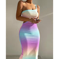 Reyna Ombre One Shoulder Cutout Ribbed Asymmetrical Bodycon Dress - Vestir en Moda
