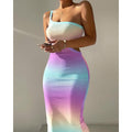 Reyna Ombre One Shoulder Cutout Ribbed Asymmetrical Bodycon Dress - Vestir en Moda