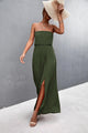 Reyna Strapless Split Maxi Dresses - Vestir en Moda