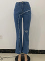 Rhea New Style Elastic Ripped Flared Denim Blue Jeans - Vestir en Moda