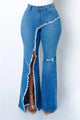 Rhea New Style Elastic Ripped Flared Denim Blue Jeans - Vestir en Moda
