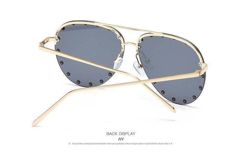 Rimless Luxury Brand Designer Metal Frame Gradient Large Sunglasses - Vestir en Moda