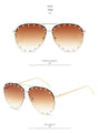Rimless Luxury Brand Designer Metal Frame Gradient Large Sunglasses - Vestir en Moda