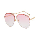 Rimless Luxury Brand Designer Metal Frame Gradient Large Sunglasses - Vestir en Moda