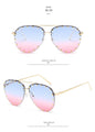 Rimless Luxury Brand Designer Metal Frame Gradient Large Sunglasses - Vestir en Moda