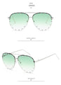 Rimless Luxury Brand Designer Metal Frame Gradient Large Sunglasses - Vestir en Moda