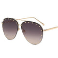 Rimless Luxury Brand Designer Metal Frame Gradient Large Sunglasses - Vestir en Moda