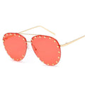 Rimless Luxury Brand Designer Metal Frame Gradient Large Sunglasses - Vestir en Moda