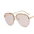Rimless Luxury Brand Designer Metal Frame Gradient Large Sunglasses - Vestir en Moda