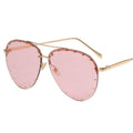 Rimless Luxury Brand Designer Metal Frame Gradient Large Sunglasses - Vestir en Moda