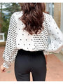 Rita Dots V Neck Long Sleeve Blouses - Vestir en Moda