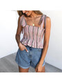 Rita Striped Ruffled Bandage Crop Top - Vestir en Moda