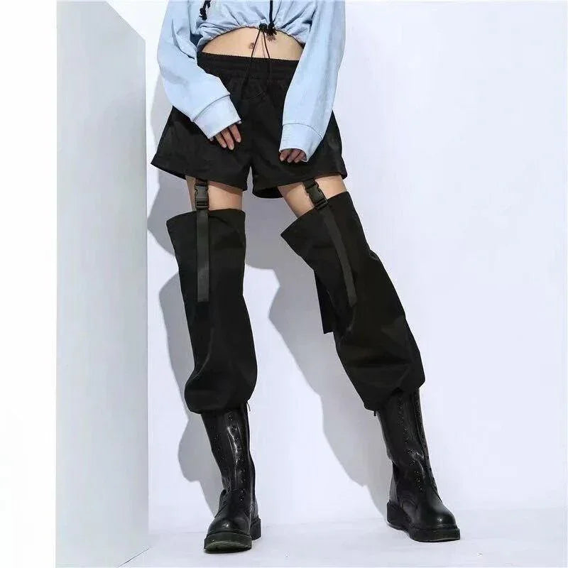 Rosa Adjustable Buckle Hip Hop spring Black Pants - Vestir en Moda