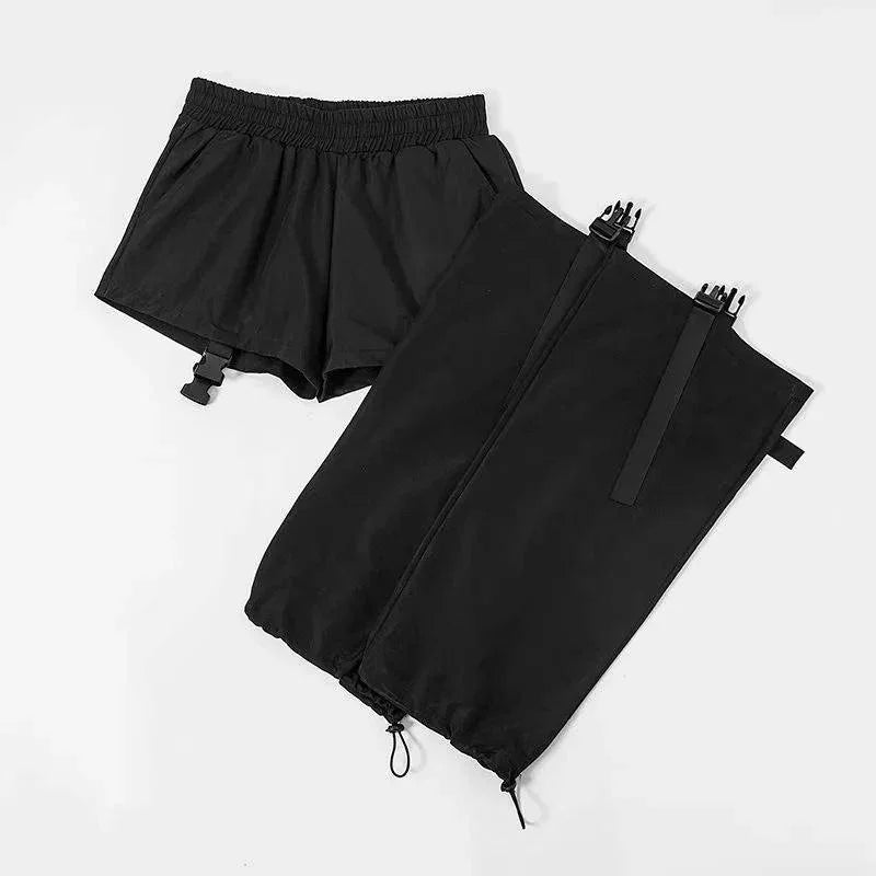 Rosa Adjustable Buckle Hip Hop spring Black Pants - Vestir en Moda