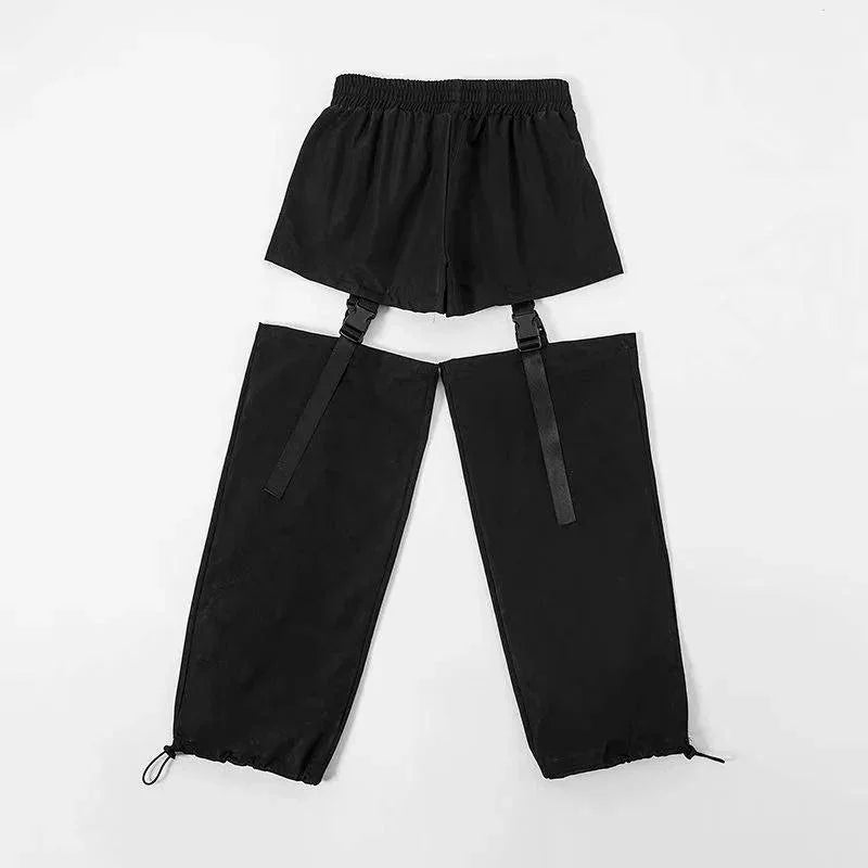 Rosa Adjustable Buckle Hip Hop spring Black Pants - Vestir en Moda