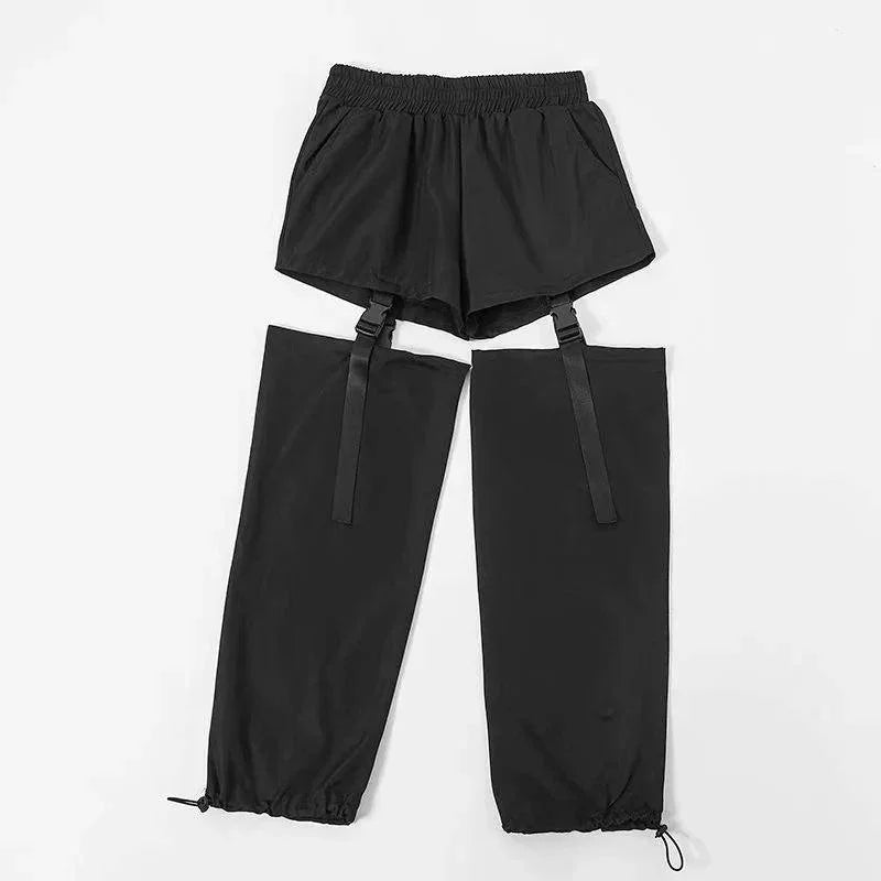 Rosa Adjustable Buckle Hip Hop spring Black Pants - Vestir en Moda